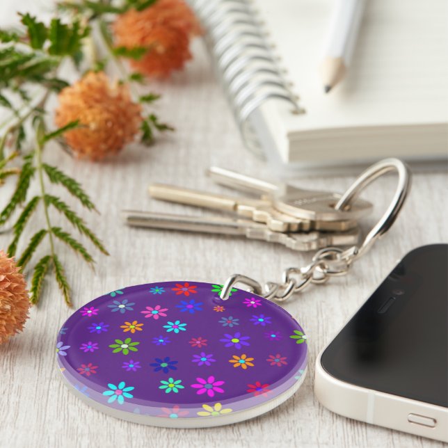 Flower Power Shower - coloured pattern 1 Key Ring (Front Right)