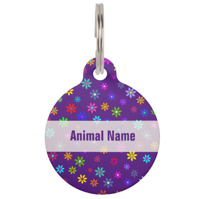 Flower Power Shower - coloured pattern 1 Pet Tag (Front)
