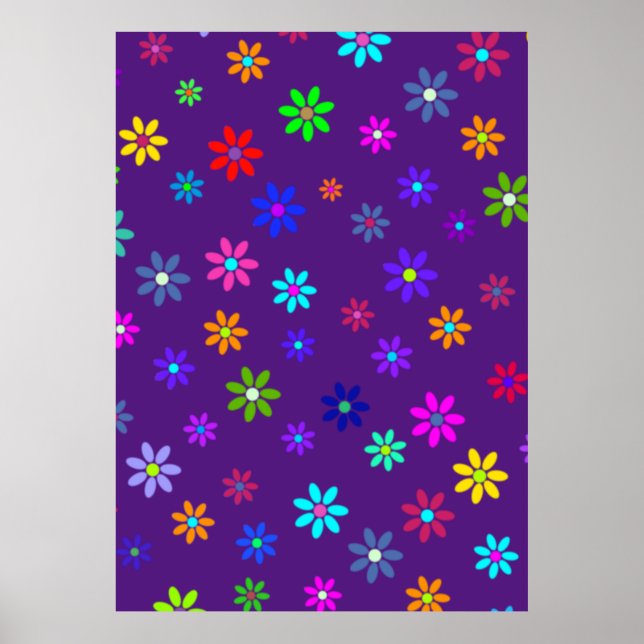 Flower Power Shower - coloured pattern 1 Poster (Front)