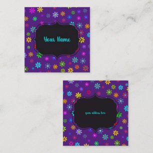 Flower Power Shower - coloured pattern 1 Square Business Card