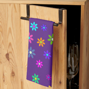 Flower Power Shower - coloured pattern 1 Tea Towel