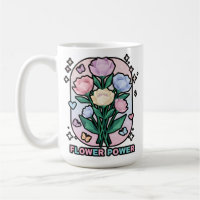 Flower Power Simple Colourful Cartoon Drawing Whit