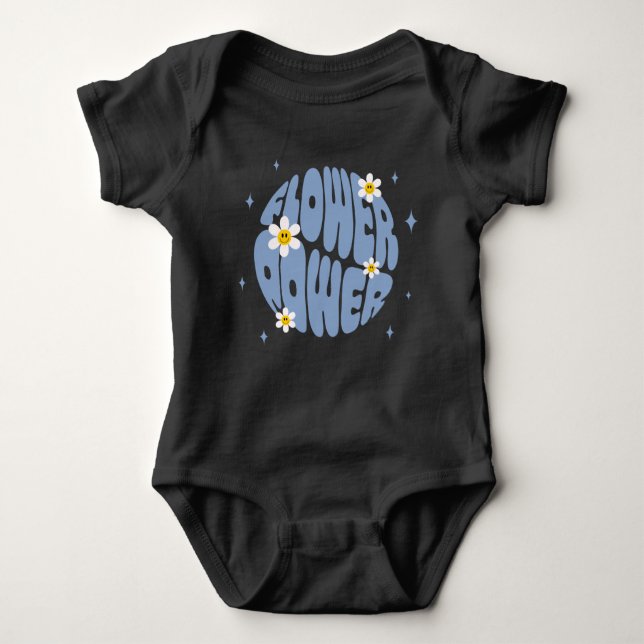 Flower Power Slogan Baby Bodysuit (Front)