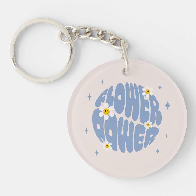Flower Power Slogan Key Ring (Front)