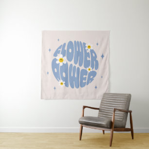 Flower Power Slogan Tapestry