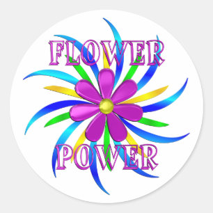 Flower Power Spiral Classic Round Sticker