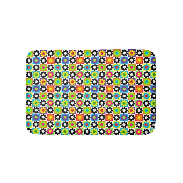 Flower Power Squares Bath Mat (Front)