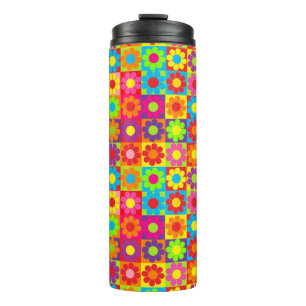 Flower Power Squares Thermal Tumbler