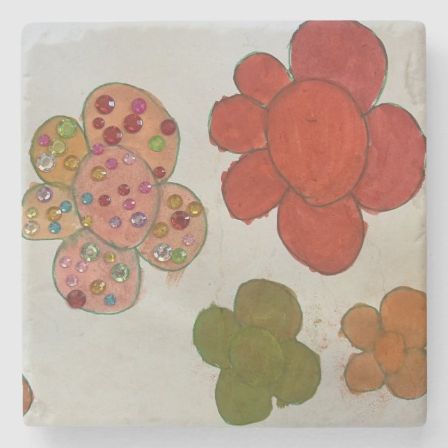 Flower Power Stone Coaster (Front)