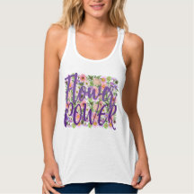 Flower power tank top white/purple boho attitude 