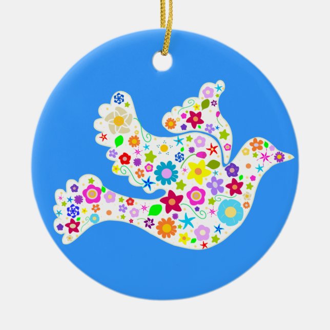Flower Power White Dove ornament (Front)