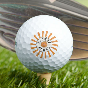 Flower Power with Psychedelic Orange Rays Golf Balls