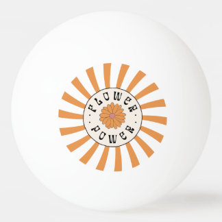 Flower Power with Psychedelic Orange Rays Ping Pong Ball