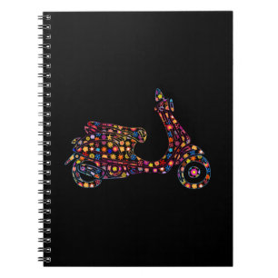 Flower Powered Motor-Scooter Motorcycle Notebook