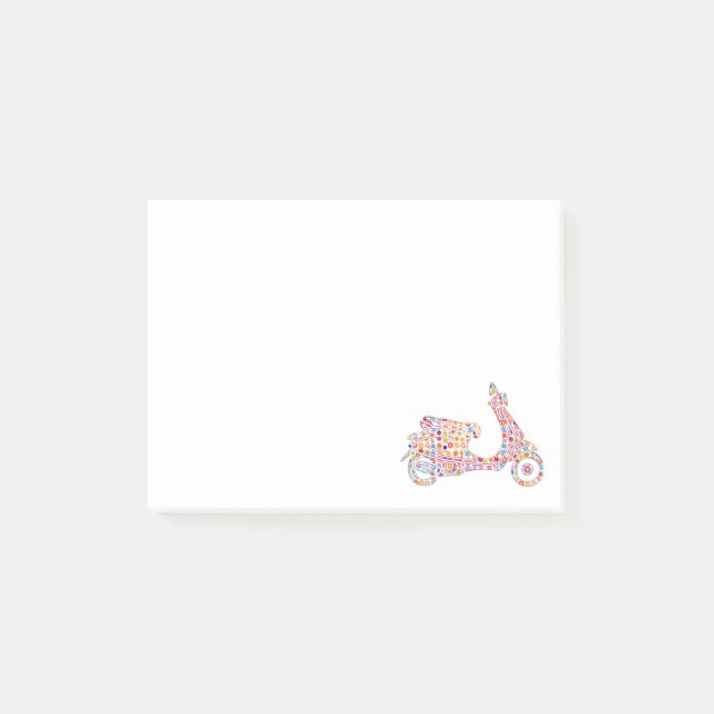 Flower Powered Motor-Scooter Motorcycle Post-it Notes (Front)