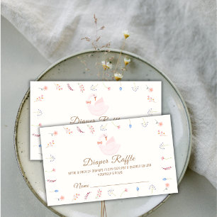 Flower Princess Swan Diaper Raffle Baby Shower Enclosure Card
