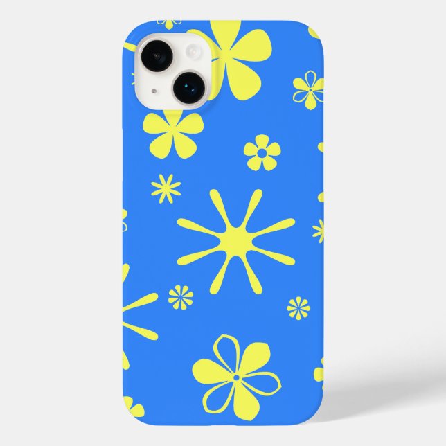 Flower Print Blue and Yellow  Case-Mate iPhone Case (Back)