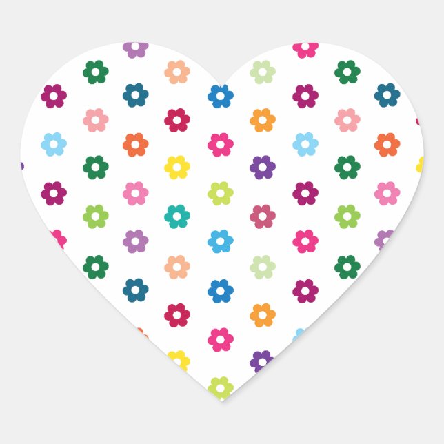 Flower Print Heart Sticker (Front)