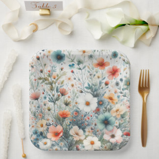 Flower Print Paper Plate