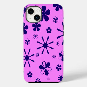 Flower Print Pink and Purple iPhone 14 Plus Case