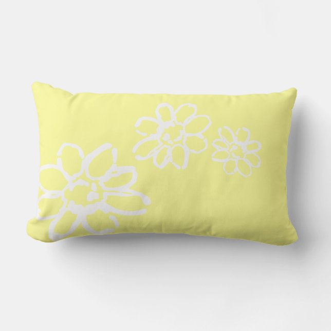 Flower prints on yellow lumbar pillow (Front)