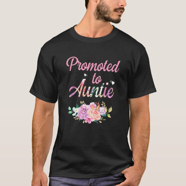 Flower Promoted To Auntie Est 2022 T-Shirt (Front)