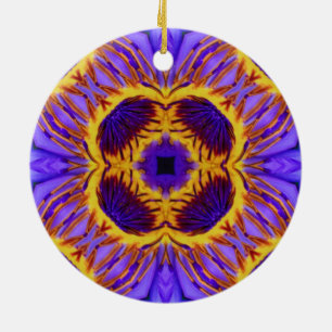 Flower Psychedelic Arts - Purple and Yellow Flower Ceramic Tree Decoration