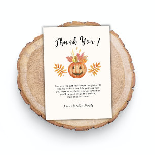 Flower Pumpkin Halloween Fall Baby Shower Thank You Card