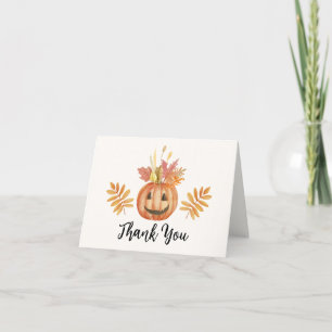 Flower Pumpkin Halloween Fall Baby Shower Thank You Card