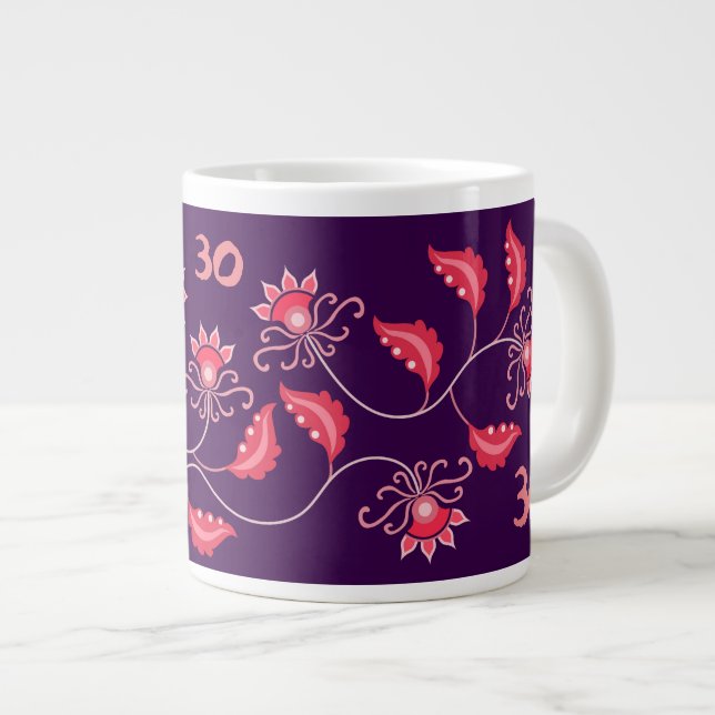 FLOWER PURPLE GIFT GIRLFRIEND, WIFE, HUSBAND LARGE COFFEE MUG (Front Right)