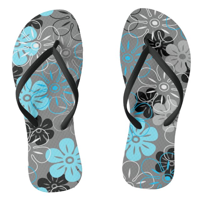 Flower Rain Hawaiian Retro Floral Jandals (Footbed)
