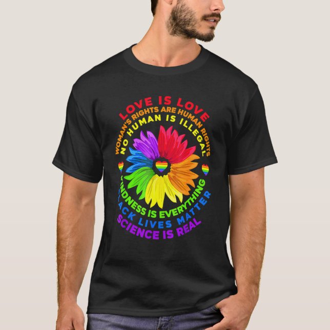 Flower Rainbow Human Black Lives Rights Science Lg T-Shirt (Front)
