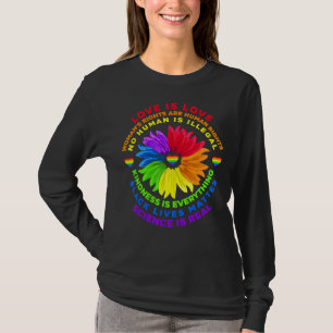 Flower Rainbow Human Black Lives Rights Science Lg T-Shirt