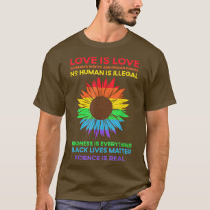 Flower Rainbow Human Black Lives Rights Science Lg T-Shirt