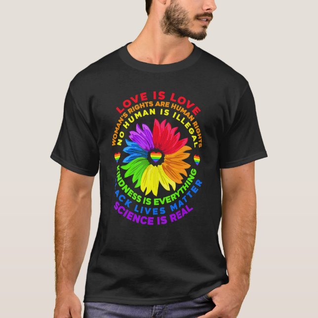 Flower Rainbow Human Black Lives Rights Science Lg T-Shirt (Front)