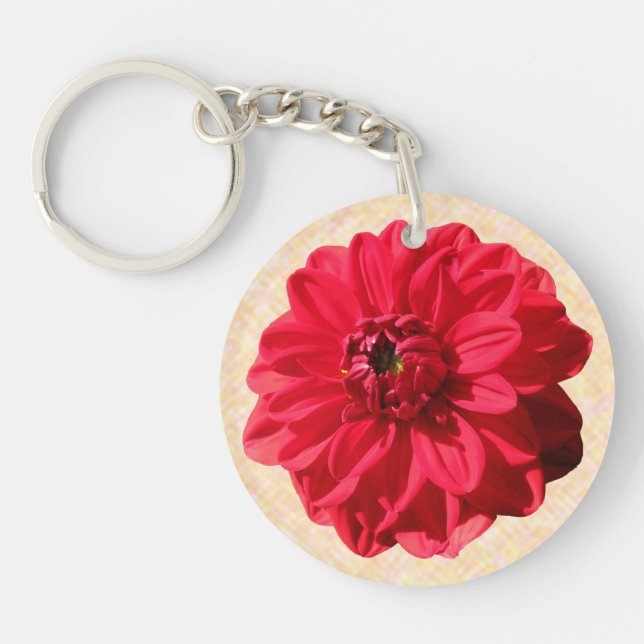 Flower Red Dahlia Photo Key Ring (Front)
