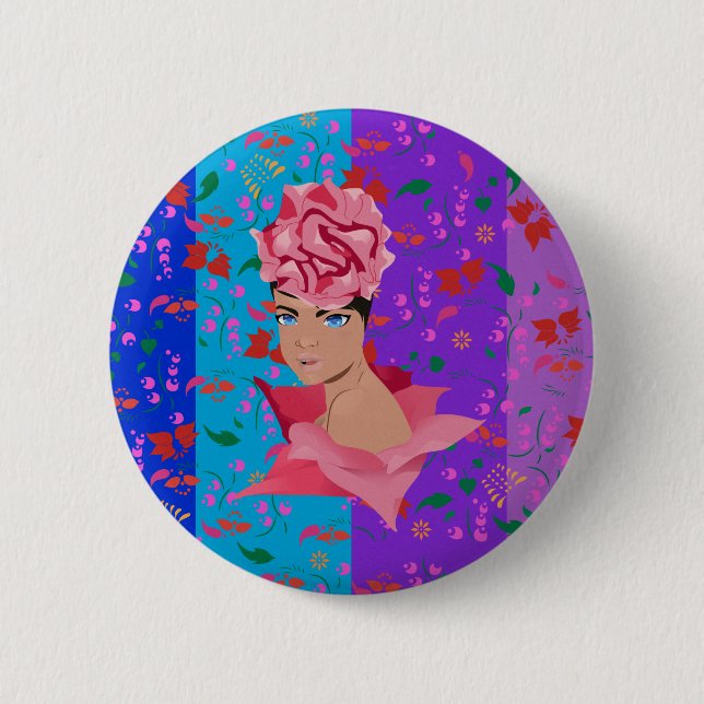 Flower Renewal Bright Floral Girl 6 Cm Round Badge (Front)