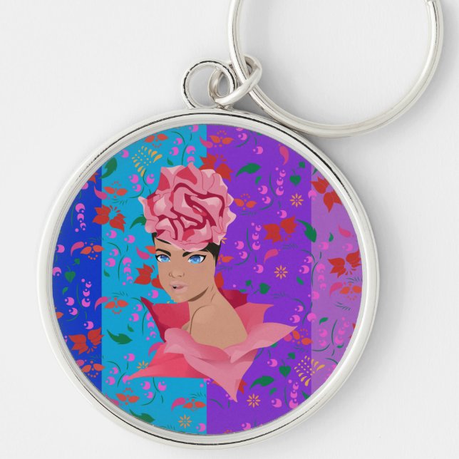Flower Renewal Bright Floral Girl Key Ring (Front)