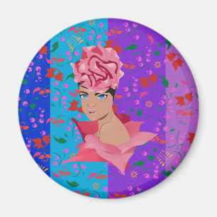 Flower Renewal Bright Floral Girl Magnet