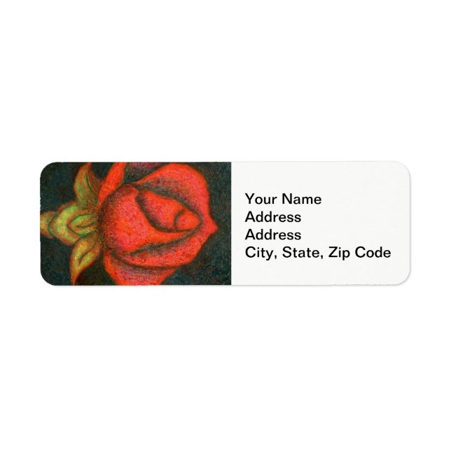 Flower Return Address Label, rose bud (Front)