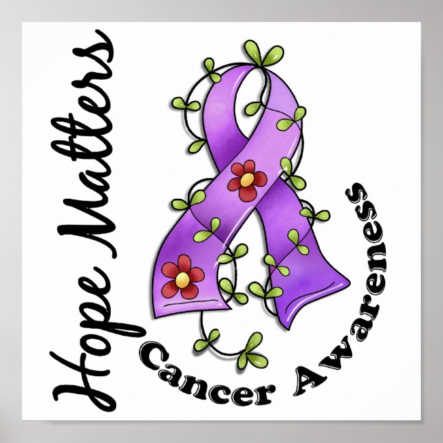 Flower Ribbon 4 Hope Matters General Cancer Poster (Front)