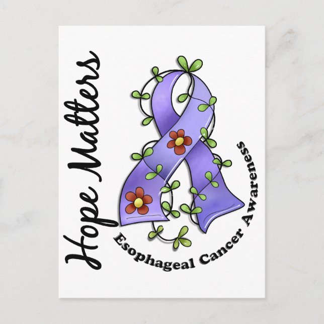 Flower Ribbon 4 Hope Matters Oesophageal Cancer Postcard (Front)