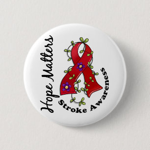 Flower Ribbon 4 Hope Matters Stroke 6 Cm Round Badge