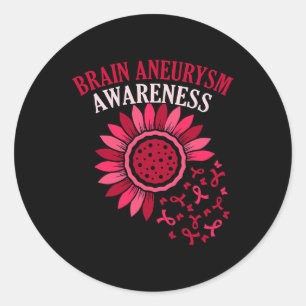 Flower Ribbon Brain Aneurysm Awareness Month Suppo Classic Round Sticker