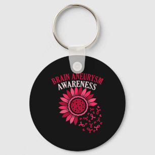 Flower Ribbon Brain Aneurysm Awareness Month Suppo Key Ring