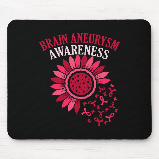 Flower Ribbon Brain Aneurysm Awareness Month Suppo Mouse Pad (Front)