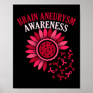 Flower Ribbon Brain Aneurysm Awareness Month Suppo Poster