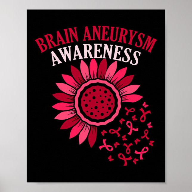 Flower Ribbon Brain Aneurysm Awareness Month Suppo Poster (Front)