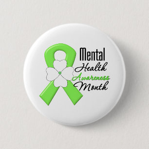 Flower Ribbon - Mental Health Awareness Month 6 Cm Round Badge