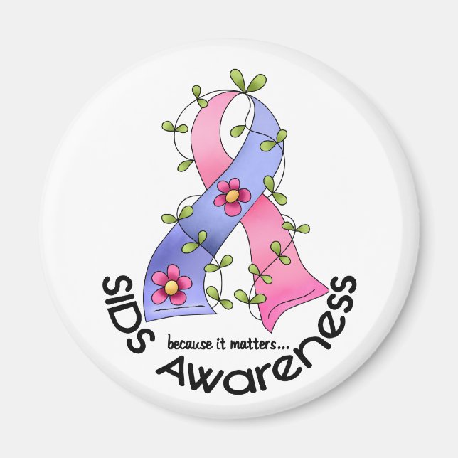 Flower Ribbon SIDS AWARENESS T-Shirts & Gifts Magnet (Front)